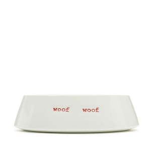 Furry Friends: Porcelain Dog Bowl - woof woof