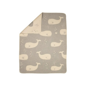 For Baby: Baby Blanket Whales all over - Grey