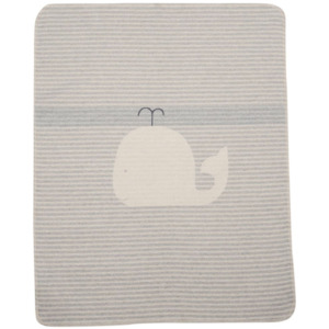For Baby: Baby Blanket Whale Stripes - Grey