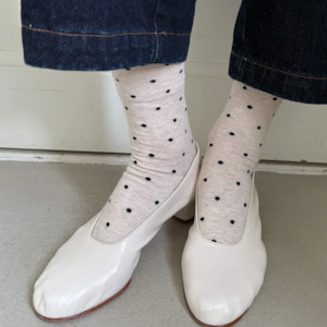 Sneaker Socks - Oatmeal Polka Dot