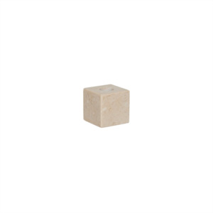 Savi Square Marble Candle Holder Low - Beige