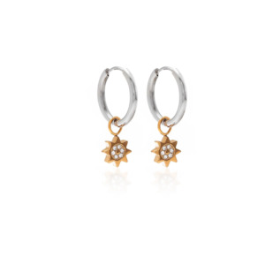 Body: Nova Two Tone Hoop Earrings - Silver + Gold