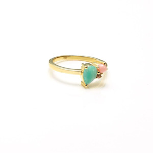 Silk Steel: Bloom Ring - Amazonite, Pink Opal, Rose Quartz + Gold