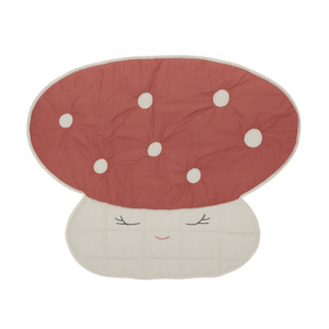 For Baby: Mushroom Quilted Blanket - Red