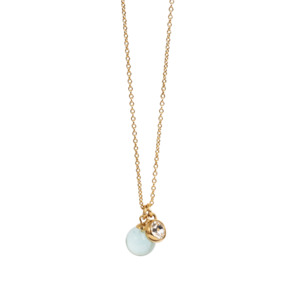 Body: Pure Steel Aquamarine Glass Ball Necklace - Gold