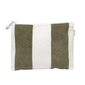 Beach And Outdoors: Terry Beach Pouch - The Vacay Olive Stripe