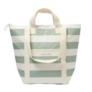 Beach And Outdoors: Light Cooler Tote - La Palma Sage Stripe