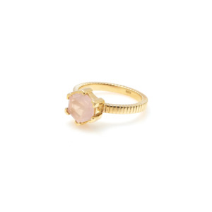 Silk Steel: Harmony Ring - Rose Quartz + Gold