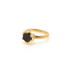Silk Steel: Harmony Ring - Black Spinel + Gold