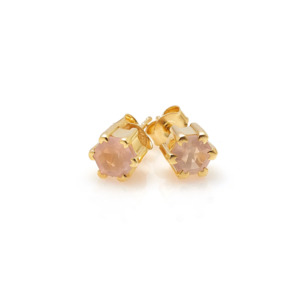 Harmony Stud Earrings - Rose Quartz + Gold