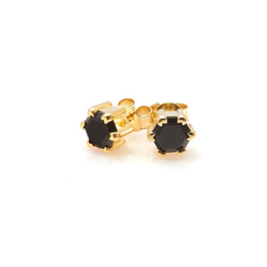 Harmony Stud Earrings - Black Spinel + Gold
