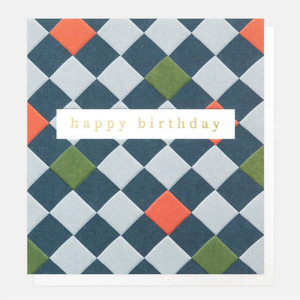 Happy Birthday Multi Checkerboard Card