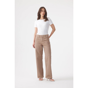 Clothing: Olive Mid Slouchy Wide Jean - Mushroom
