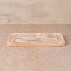 Bed Bath: Flow Resin Bathroom Caddy/Tray - Peach Blush