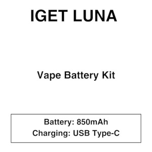 All Disposables: IGET – Luna KP 13000 – Battery Kit – 850mAh (No pods included)