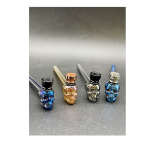 Pipes: Pipe 1228 Glass Tobacco Pipe Skull Shape