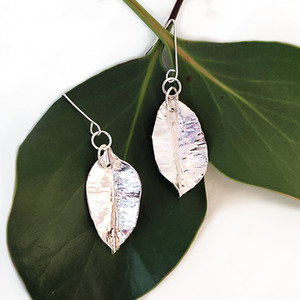 Mediuml Autumn Leaf Earrings Silver