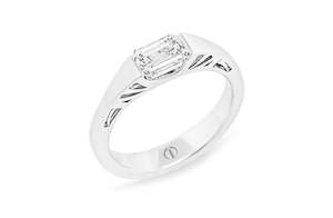 Inspired Collection: Gatsby: Emerald Cut Diamond Solitaire Ring