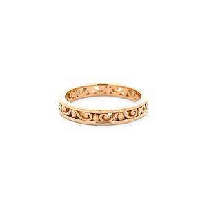 Ready To Ship Rings: Filigree Patterned Shaped Ring in Rose Gold
