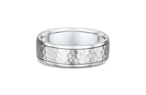 Mens Wedding Rings: Fine Hammered Finish Band in Platinum