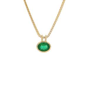 Ready To Ship: Bezel Set Oval Cut Emerald Pendant in Yellow Gold | 1.69ct