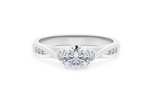 Diamond Set Band Engagement Rings: Pirouette: Brilliant Cut Diamond Solitaire Ring