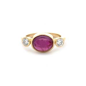 Ruby and Diamond Three Stone Ring in Yellow Gold | 3.75ct