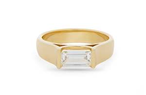 Modern Engagement Rings: Celeste: Emerald Cut Diamond Solitaire Ring