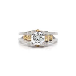 Empire: Brilliant Cut Diamond Solitaire Ring in White and Yellow Gold | 1.00ct H VS1