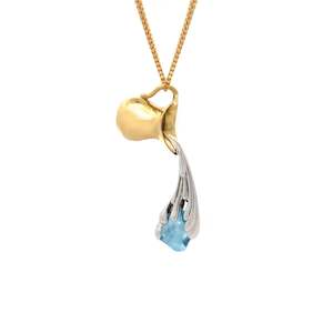 Flow: Aquamarine Jug Pendant in Yellow Gold and Platinum | 6.75ct