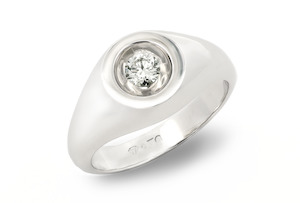 Mens Fine Jewellery: Floeting® Diamond Round Signet Ring in Platinum | 0.34ct