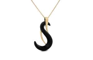 Shuttered: Black Jade and Yellow Gold 'S' Shape Pendant