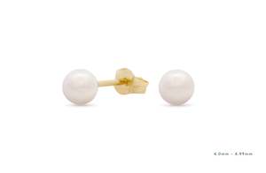 Pearl Jewellery: Akoya Pearl Stud Earrings in Yellow Gold