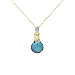 Iridessa: Paua Pearl and Diamond Pendant in Yellow Gold