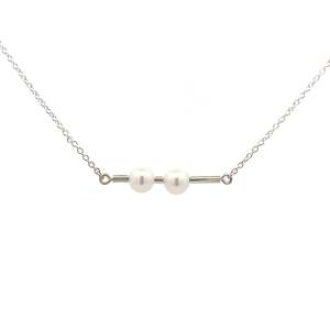 Bravo: Double Pearl Bar Pendant in Sterling Silver