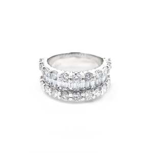 Ready To Ship Rings: Baguette and Brilliant Cut Diamond Ring in Platinum | 3.40ctw