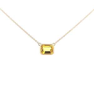 Octagonal Cut Yellow Sapphire Bezel Set Pendant in Yellow Gold | 2.82ct