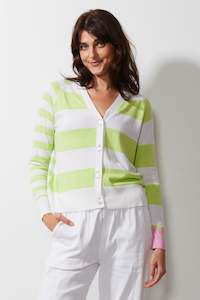 Z&P MULTI STRIPE CARDI - WHITE