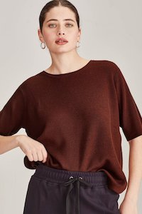 Sills: SILLS ASTRID RIB MERINO TEE - CINNAMON
