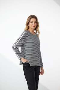 NEWPORT MONICA STRIPE TOP - BLACK/WHITE STRIPE