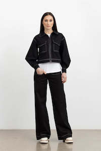 Womens Must Haves: STYLE XLAB BRUSH STROKE JACKET - BLACK/WHITE