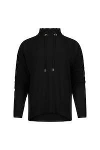 MADLY SWEETLY EVERYWEAR DRAWSTRING SWEATER - BLACK