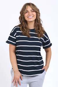 Elm: ELM HALLI SHORT SLEEVE TEE - NAVY/WHITE STRIPE