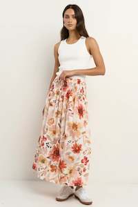 Vogue Skirts: IVY + JACK CHEERFUL SUNRISE MEADOW SHIRRED WAIST MAXI SKIRT