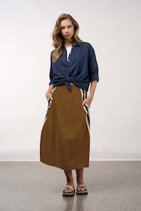 MADLY SWEETLY LINEAR SKIRT - CINNAMON