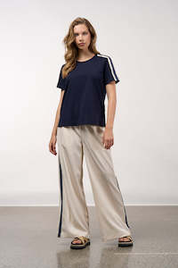 Madly Sweetly: MADLY SWEETLY LINEAR TEE - NAVY