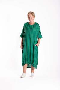 DEEANNE HOBBS COOPER DRESS - GREEN RECTANGLES