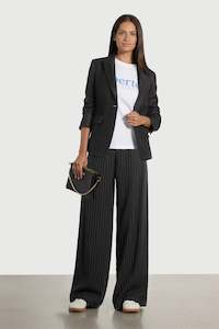 Sale Clothing: REPERTOIRE BRONSON WIDE LEG PINSTRIPE PANT - BLACK