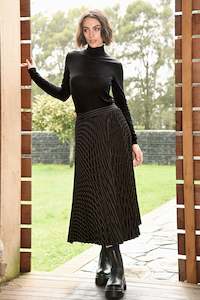 COOPER TAKE A PLEAT SKIRT - BLACK PINSTRIPE