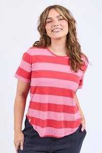 Elm: ELM SPRITZ STRIPE S/S TEE - CAYENNE & ROSE